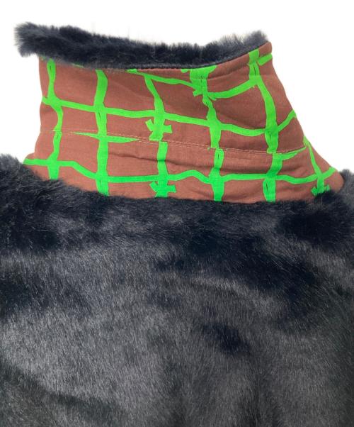 COTTON PAN（コットンパン）COTTON PAN (コットンパン) LINDA LINDA エコファーライダースジャケット ブラック×グリーン サイズ:2の古着・服飾アイテム