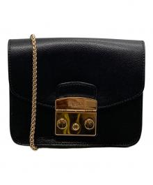 FURLA（フルラ）の古着「メトロポリスチェーンショルダーバッグ」｜ブラック