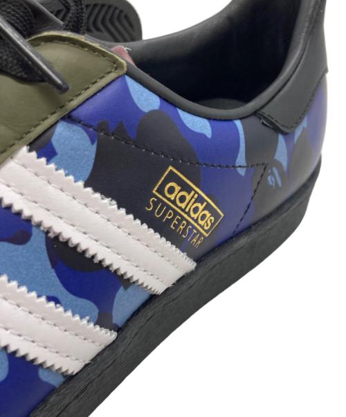 adidas（アディダス）adidas (アディダス) A BATHING APE (ア ベイシング エイプ) SUPER STAR 80S BAPE ブルー×レッド×ブラック サイズ:US8.5/UK8/FR42/JP26.5/CHN260の古着・服飾アイテム