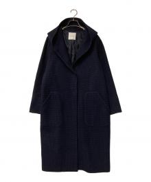 Leilian（レリアン）の古着「ウールフーデッドコート」｜ネイビー