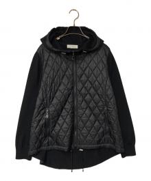 Leilian（レリアン）の古着「キルティング切替フーデッドジャケット」｜ブラック