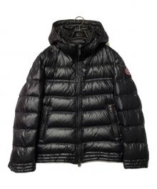 BURBERRY BLACK LABEL（バーバリーブラックレーベル）の古着「ホースロゴ刺繍 フーデッドダウンジャケット」｜ブラック