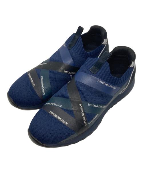 EMPORIO ARMANI（エンポリオ アルマーニ）EMPORIO ARMANI (エンポリオ アルマーニ) スリッポンスニーカー ネイビー サイズ:US7 / UK6 / EUR40の古着・服飾アイテム