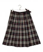 Burberry's BLUE LABELバーバリーズ ブルーレーベル）の古着「ノバチェック ラップウールスカート」｜ブラック
