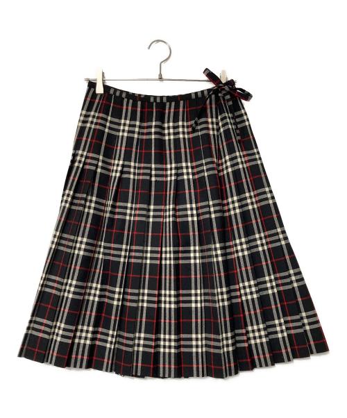 Burberry's BLUE LABEL（バーバリーズ ブルーレーベル）Burberry's BLUE LABEL (バーバリーズ ブルーレーベル) ノバチェック ラップウールスカート ブラック サイズ:38の古着・服飾アイテム