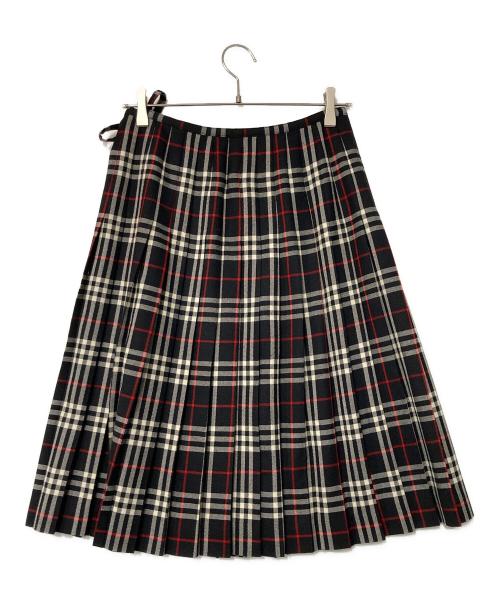 Burberry's BLUE LABEL（バーバリーズ ブルーレーベル）Burberry's BLUE LABEL (バーバリーズ ブルーレーベル) ノバチェック ラップウールスカート ブラック サイズ:38の古着・服飾アイテム