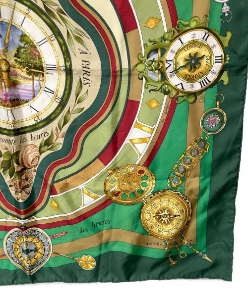 HERMES（エルメス）HERMES (エルメス) カレ90 シルクスカーフ グリーンの古着・服飾アイテム