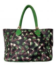 Vivienne Westwood（ヴィヴィアンウエストウッド）の古着「総柄トートバッグ」｜グリーン×ブラック