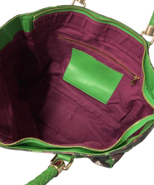 Vivienne Westwood（ヴィヴィアンウエストウッド）Vivienne Westwood (ヴィヴィアンウエストウッド) 総柄トートバッグ グリーン×ブラックの古着・服飾アイテム