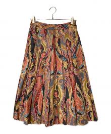 MARGARET HOWELL（マーガレットハウエル）の古着「PAISLEY COTTON SHIRTING プリーツスカート」｜ピンクベージュ