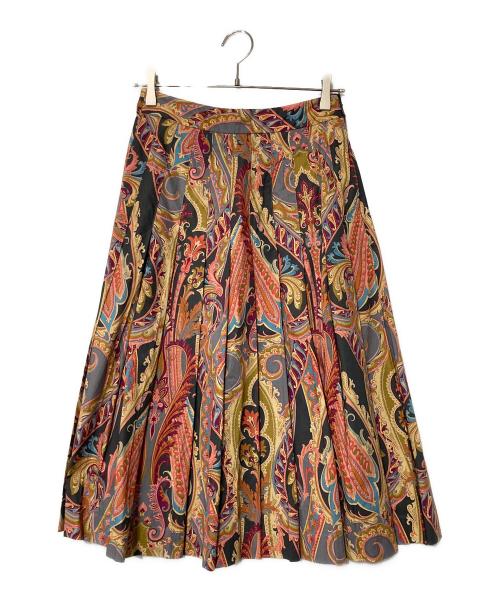 MARGARET HOWELL（マーガレットハウエル）MARGARET HOWELL (マーガレットハウエル) PAISLEY COTTON SHIRTING プリーツスカート ピンクベージュ サイズ:2の古着・服飾アイテム