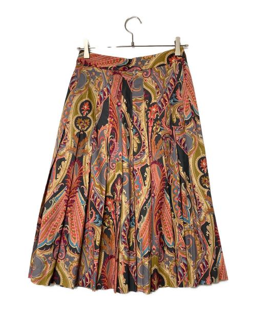 MARGARET HOWELL（マーガレットハウエル）MARGARET HOWELL (マーガレットハウエル) PAISLEY COTTON SHIRTING プリーツスカート ピンクベージュ サイズ:2の古着・服飾アイテム