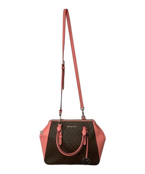 MICHAEL KORS（マイケル・コース）MICHAEL KORS (マイケル・コース) 2WAYバッグ ブラウン×ピンクの古着・服飾アイテム