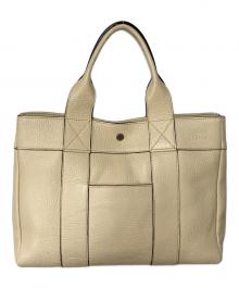 Accessoires De Mademoiselle（アクセソワ・ドゥ・マドモアゼル）の古着「レザーハンドバッグ」｜アイボリー