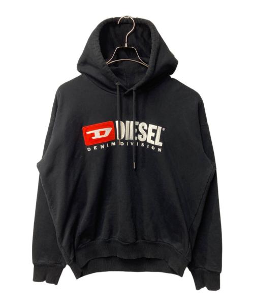 DIESEL（ディーゼル）DIESEL (ディーゼル) ロゴプルオーバーパーカー ブラック サイズ:Lの古着・服飾アイテム