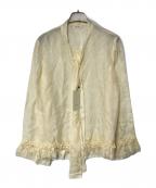 DES PRESデ プレ）の古着「ムービングシャドウ ジャガード ボウタイフリルシャツ」｜ベージュ