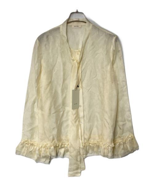 DES PRES（デ プレ）DES PRES (デ プレ) ムービングシャドウ ジャガード ボウタイフリルシャツ ベージュ サイズ:FREE 未使用品の古着・服飾アイテム