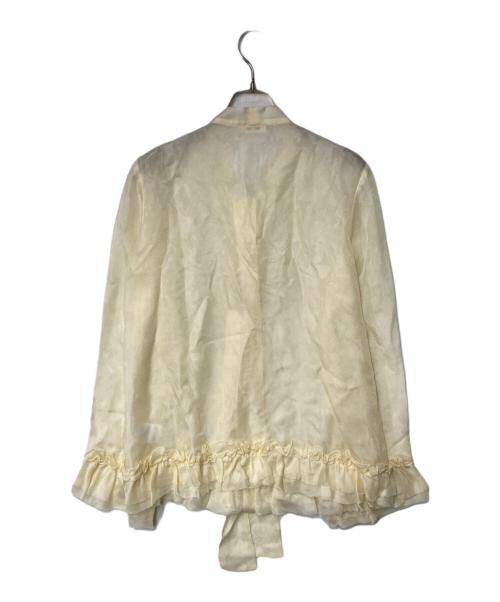 DES PRES（デ プレ）DES PRES (デ プレ) ムービングシャドウ ジャガード ボウタイフリルシャツ ベージュ サイズ:FREE 未使用品の古着・服飾アイテム
