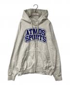 ATMOSアトモス）の古着「College Logo Zip-up Hooded Sweatshirt」｜グレー×ブルー