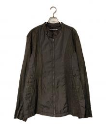 ISSEY MIYAKE MEN（イッセイミヤケメン）の古着「シワ加工 レザー切替ジップアップジャケット」｜ブラウン