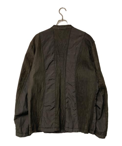 ISSEY MIYAKE MEN（イッセイミヤケメン）ISSEY MIYAKE MEN (イッセイミヤケメン) シワ加工 レザー切替ジップアップジャケット ブラウン サイズ:4の古着・服飾アイテム