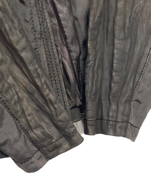 ISSEY MIYAKE MEN（イッセイミヤケメン）ISSEY MIYAKE MEN (イッセイミヤケメン) シワ加工 レザー切替ジップアップジャケット ブラウン サイズ:4の古着・服飾アイテム