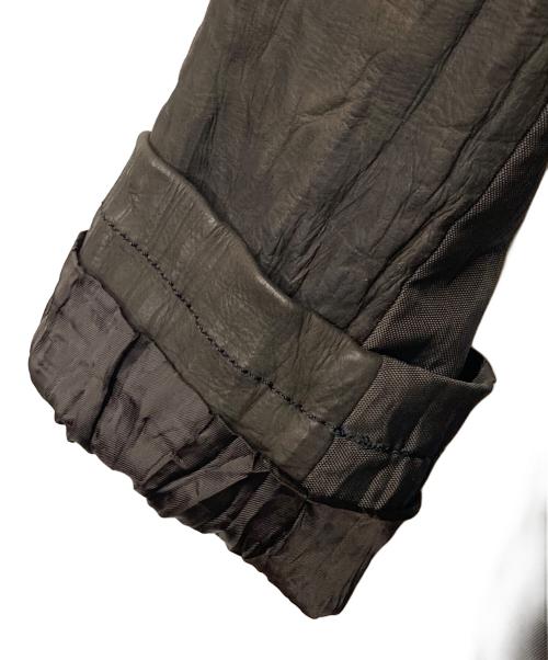 ISSEY MIYAKE MEN（イッセイミヤケメン）ISSEY MIYAKE MEN (イッセイミヤケメン) シワ加工 レザー切替ジップアップジャケット ブラウン サイズ:4の古着・服飾アイテム