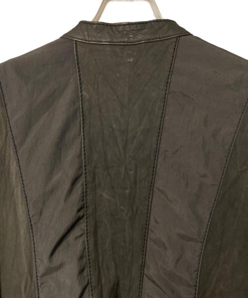 ISSEY MIYAKE MEN（イッセイミヤケメン）ISSEY MIYAKE MEN (イッセイミヤケメン) シワ加工 レザー切替ジップアップジャケット ブラウン サイズ:4の古着・服飾アイテム