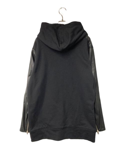 DIESEL（ディーゼル）DIESEL (ディーゼル) シープレザー切替ジップパーカー ブラック サイズ:XLの古着・服飾アイテム
