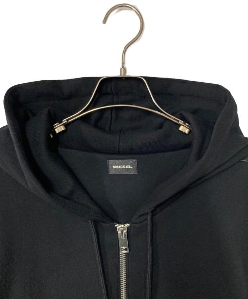 DIESEL（ディーゼル）DIESEL (ディーゼル) シープレザー切替ジップパーカー ブラック サイズ:XLの古着・服飾アイテム