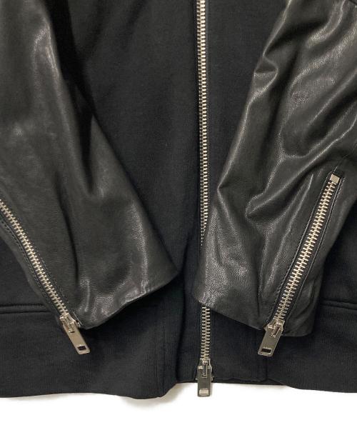 DIESEL（ディーゼル）DIESEL (ディーゼル) シープレザー切替ジップパーカー ブラック サイズ:XLの古着・服飾アイテム