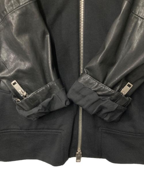DIESEL（ディーゼル）DIESEL (ディーゼル) シープレザー切替ジップパーカー ブラック サイズ:XLの古着・服飾アイテム