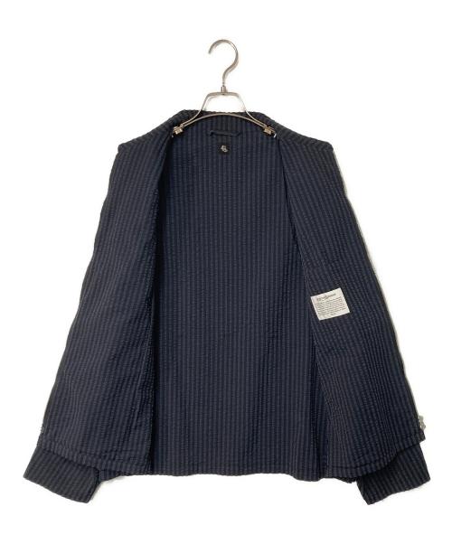 KAPTAIN SUNSHINE（キャプテンサンシャイン）KAPTAIN SUNSHINE (キャプテンサンシャイン) シアサッカーストライプブルゾン ネイビー×ブラック サイズ:40の古着・服飾アイテム