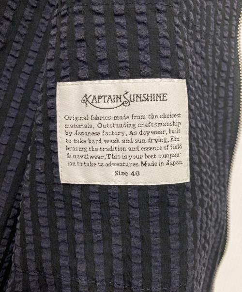 KAPTAIN SUNSHINE（キャプテンサンシャイン）KAPTAIN SUNSHINE (キャプテンサンシャイン) シアサッカーストライプブルゾン ネイビー×ブラック サイズ:40の古着・服飾アイテム