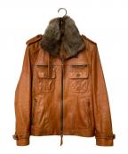 Harufハルフ）の古着「ラビットファーホースレザージャケット」｜ブラウン