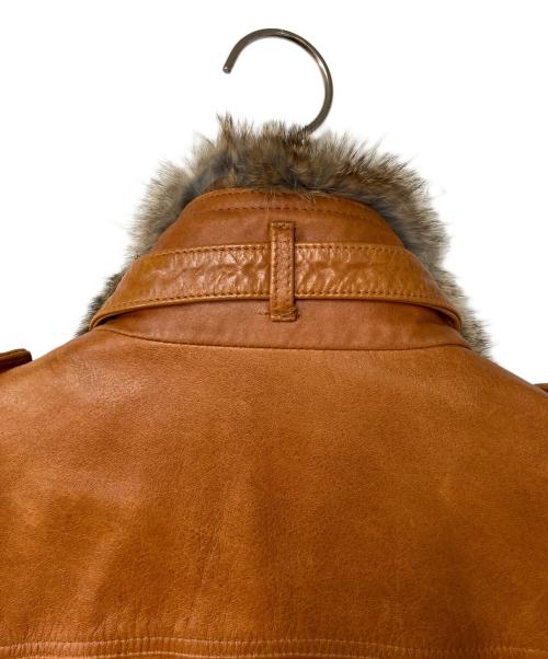 Haruf（ハルフ）haruf (ハルフ) ラビットファーホースレザージャケット ブラウン サイズ:Ｍの古着・服飾アイテム