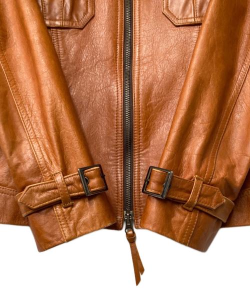 Haruf（ハルフ）haruf (ハルフ) ラビットファーホースレザージャケット ブラウン サイズ:Ｍの古着・服飾アイテム