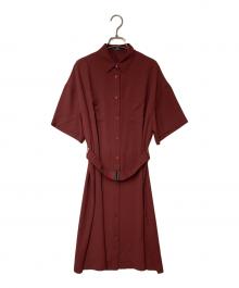 PS Paul Smith（PS ポールスミス）の古着「ベルト付シャツワンピース」｜ボルドー