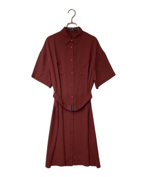 PS Paul Smith（PS ポールスミス）PS Paul Smith (PS ポールスミス) ベルト付シャツワンピース ボルドー サイズ:40の古着・服飾アイテム