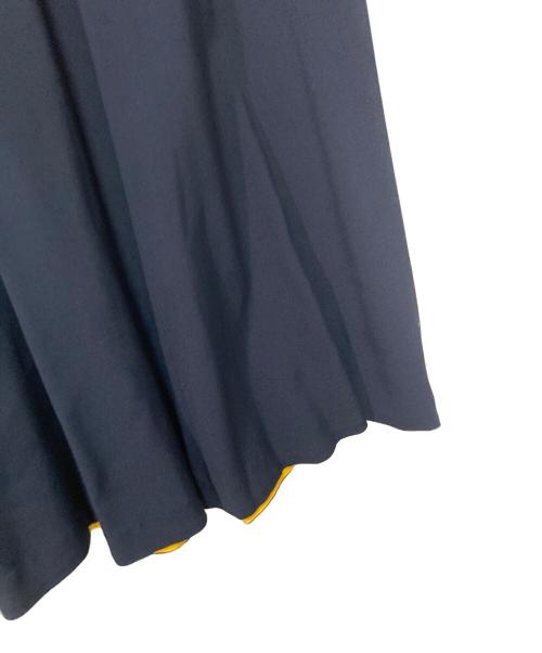 PAUL SMITH（ポールスミス）Paul Smith (ポールスミス) グログランテープ フレアスカート ネイビー×イエロー サイズ:38の古着・服飾アイテム