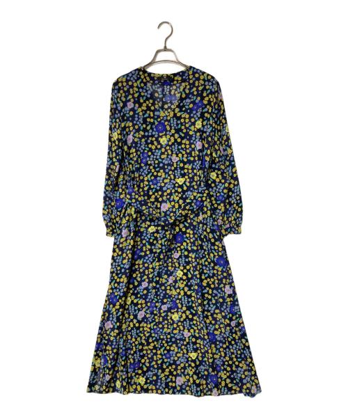 PS Paul Smith（ＰＳポールスミス）PS Paul Smith (ＰＳポールスミス) 花柄ワンピース ネイビー×イエロー サイズ:40の古着・服飾アイテム