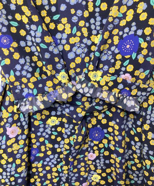 PS Paul Smith（ＰＳポールスミス）PS Paul Smith (ＰＳポールスミス) 花柄ワンピース ネイビー×イエロー サイズ:40の古着・服飾アイテム