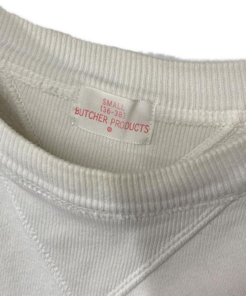 BUTCHER PRODUCTS（ブッチャープロダクツ）BUTCHER PRODUCTS (ブッチャープロダクツ) クルーネックスウェット ホワイト サイズ:Sの古着・服飾アイテム