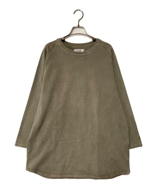 H.R.MARKET（ハリウッドランチマーケッド）H.R.MARKET (ハリウッドランチマーケッド) ピグメントダイド ベースボールTシャツ カーキ サイズ:SIZE 3の古着・服飾アイテム