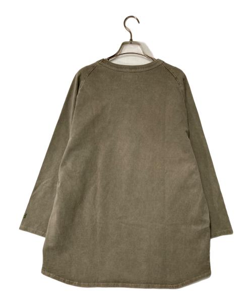 H.R.MARKET（ハリウッドランチマーケッド）H.R.MARKET (ハリウッドランチマーケッド) ピグメントダイド ベースボールTシャツ カーキ サイズ:SIZE 3の古着・服飾アイテム