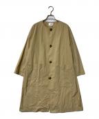 LE GLAZIKル グラジック）の古着「コットンナイロン ノーカラーコート」｜ベージュ