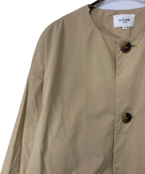 LE GLAZIK（ル グラジック）LE GLAZIK (ル グラジック) コットンナイロン ノーカラーコート ベージュ サイズ:36の古着・服飾アイテム