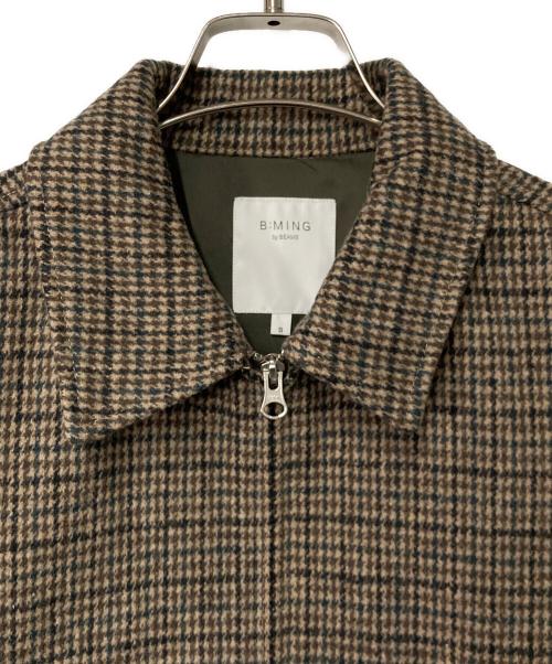 B:MING by BEAMS（ビーミングバイビームス）B:MING by BEAMS (ビーミングバイビームス) チェック ジップ ブルゾン ブラウン×ブラック サイズ:Sの古着・服飾アイテム