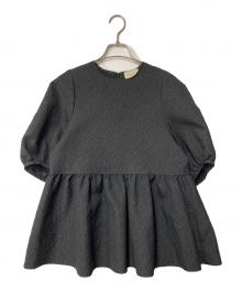 UNITED ARROWS（ユナイテッドアローズ）の古着「AIRY ジャカード 5SL ペプラム ブラウス」｜ブラック