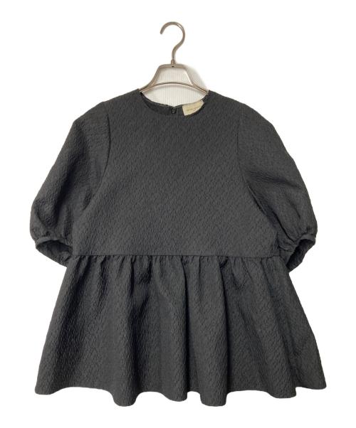 UNITED ARROWS（ユナイテッドアローズ）UNITED ARROWS (ユナイテッドアローズ) AIRY ジャカード 5SL ペプラム ブラウス ブラック サイズ:38の古着・服飾アイテム